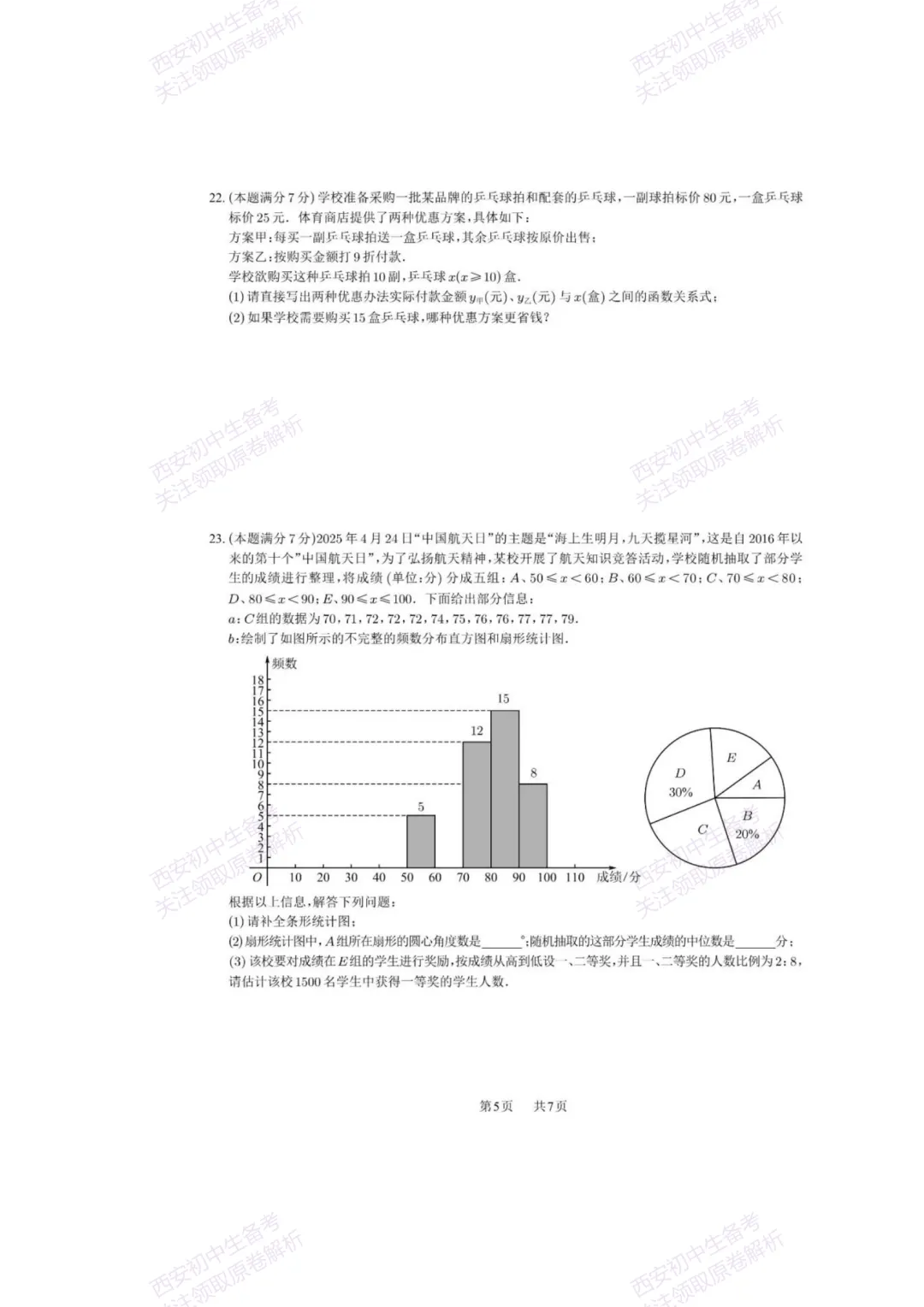 中考复习,五大名校真题!西安模拟:【2025西工大附中】九年级七模考试,数学试题,试卷+完整版答案,免费下载! 第11张