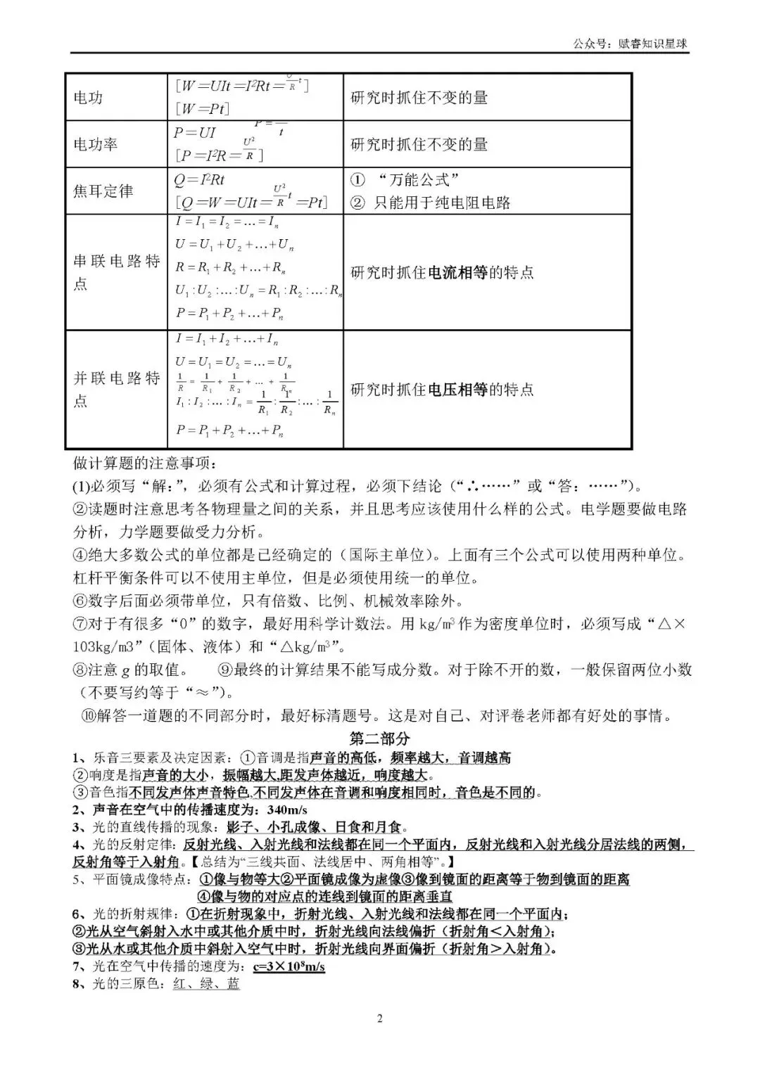 中考物理必记100条知识点复习提纲(最新版) 第3张