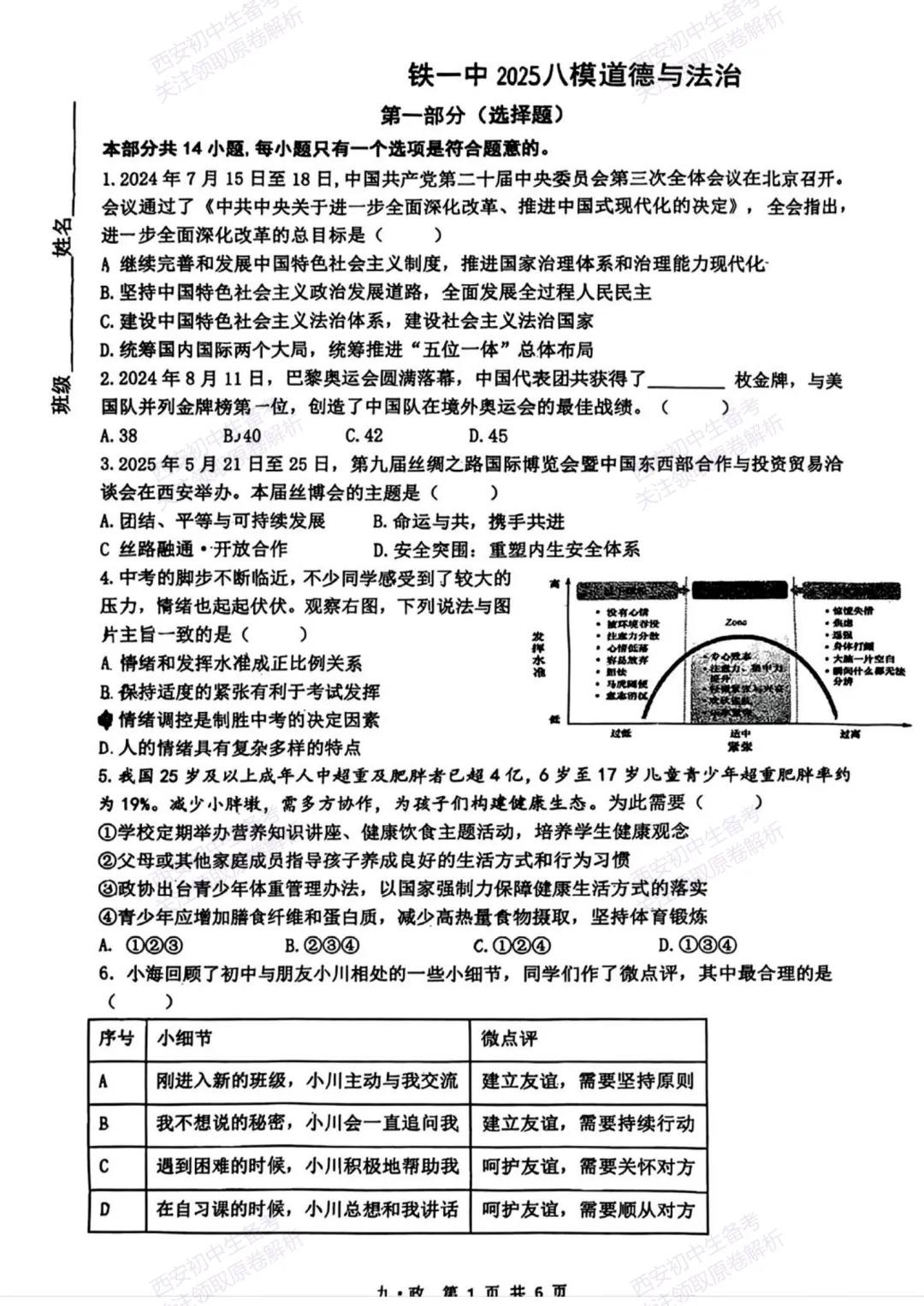 中考复习,五大名校真题!西安模拟:【2025铁一中学】九年级八模考试,道德与法治试题,试卷+完整版答案,免费下载! 第7张 中考复习,五大名校真题!西安模拟:【2025铁一中学】九年级八模考试,道德与法治试题,试卷+完整版答案,免费下载! 第7张