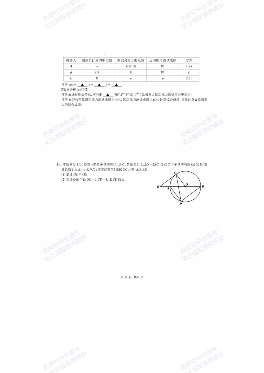 中考复习,五大名校真题!西安模拟:【2025西工大附中】九年级八模考试,数学试题,试卷+完整版答案,免费下载! 第12张