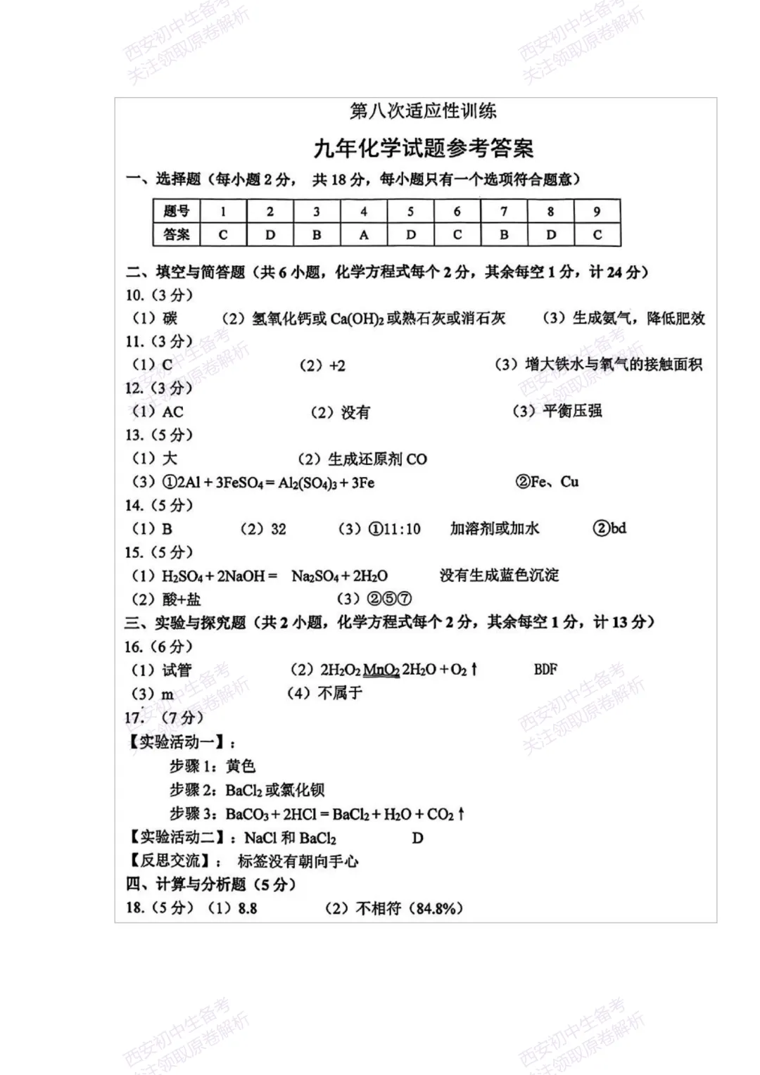 中考复习,五大名校真题!西安模拟:【2025西工大附中】九年级八模考试,化学试题,试卷+完整版答案,免费下载! 第14张 中考复习,五大名校真题!西安模拟:【2025西工大附中】九年级八模考试,化学试题,试卷+完整版答案,免费下载! 第14张