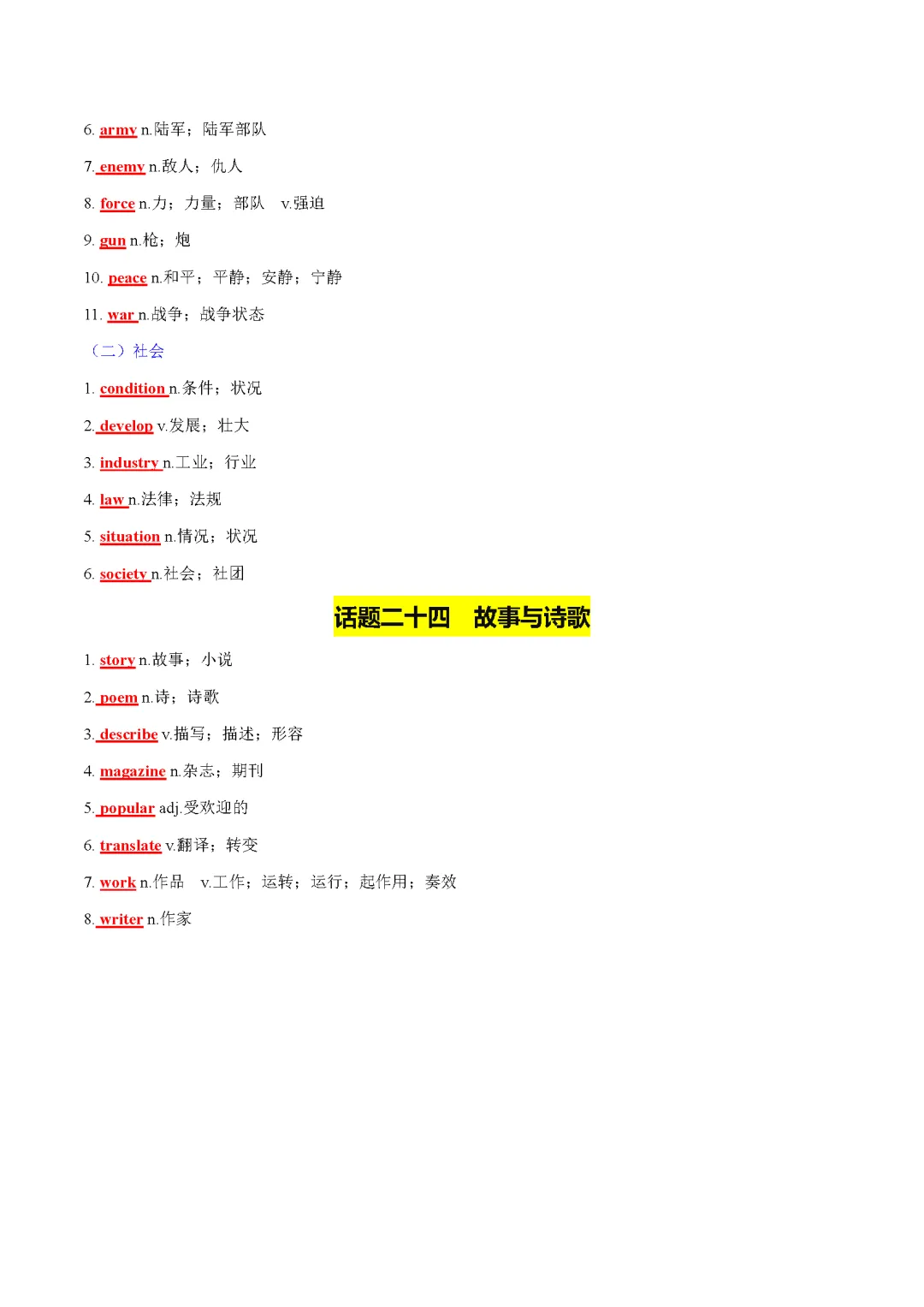 2025 新课标中考话题词汇必备(记背版) 第48张