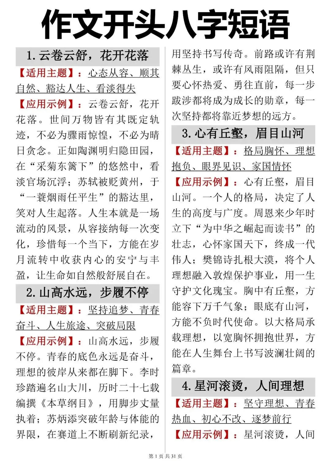 中考语文提分技巧【作文开头金句(含适用主题 + 应用示例)】 快收藏 第1张 中考语文提分技巧【作文开头金句(含适用主题 + 应用示例)】 快收藏 第1张