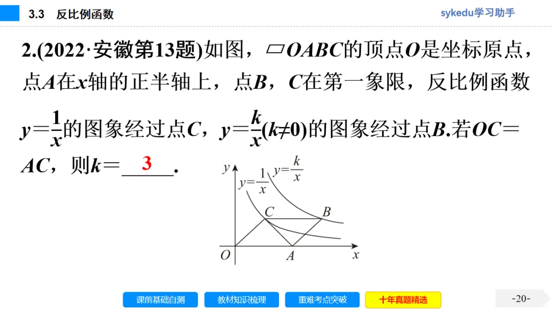 3.3 反比例函数-初中数学中考-最新中考复习-sykedu学习助手-第一部分 安徽考点探究 第20张 3.3 反比例函数-初中数学中考-最新中考复习-sykedu学习助手-第一部分 安徽考点探究 第20张