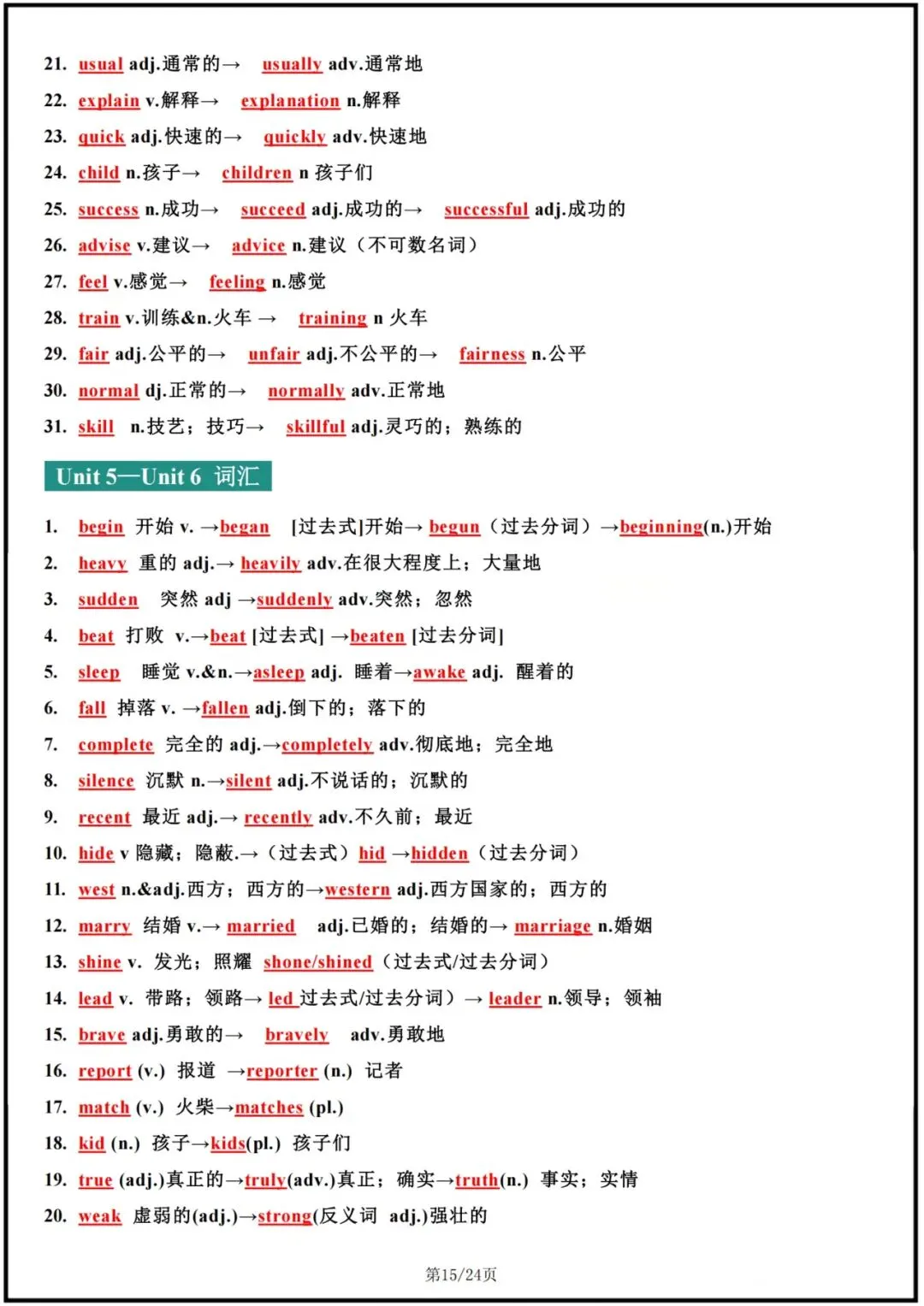 2026中考英语词汇变形梳理(背诵版+默写版),电子版可打印! 第16张