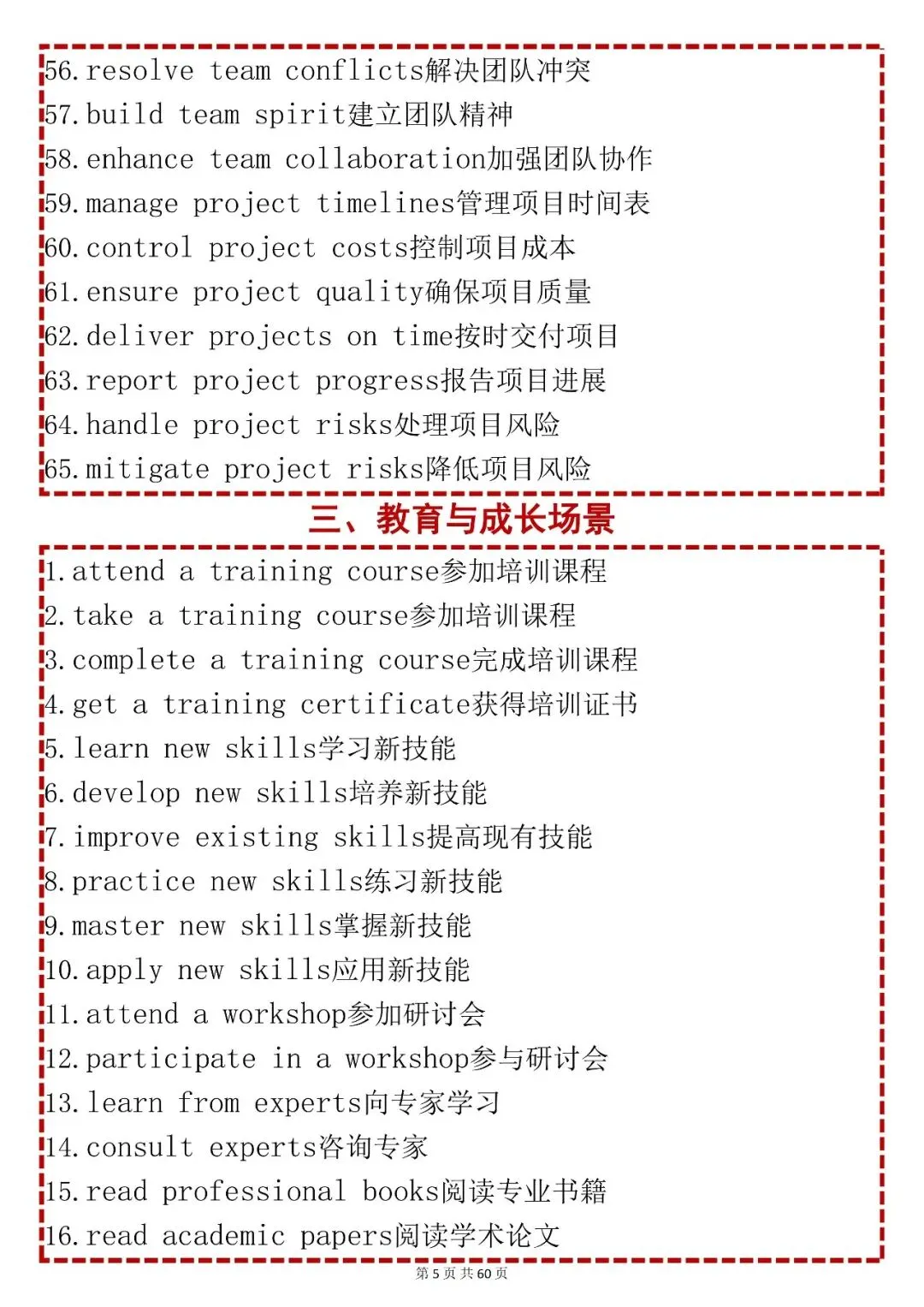 中考英语场景短语【高频短语全场景分类版)】,可打印 快收藏 第5张