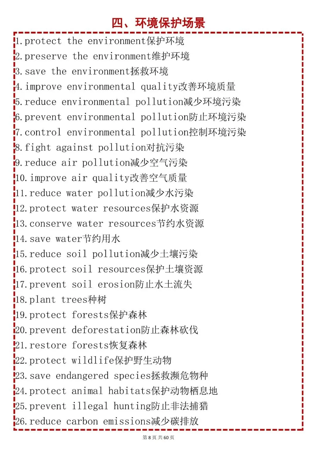 中考英语场景短语【高频短语全场景分类版)】,可打印 快收藏 第8张