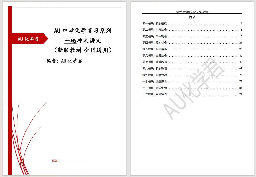 中考化学二轮题型复习讲义 第20张 中考化学二轮题型复习讲义 第20张