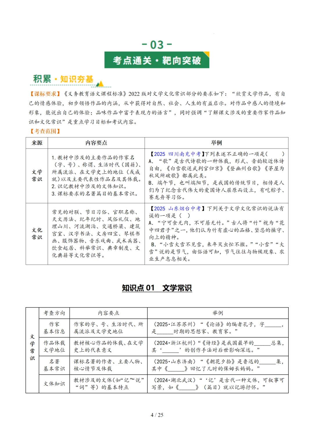 2026年中考语文复习第06讲《文学文化常识》讲练测 第58张