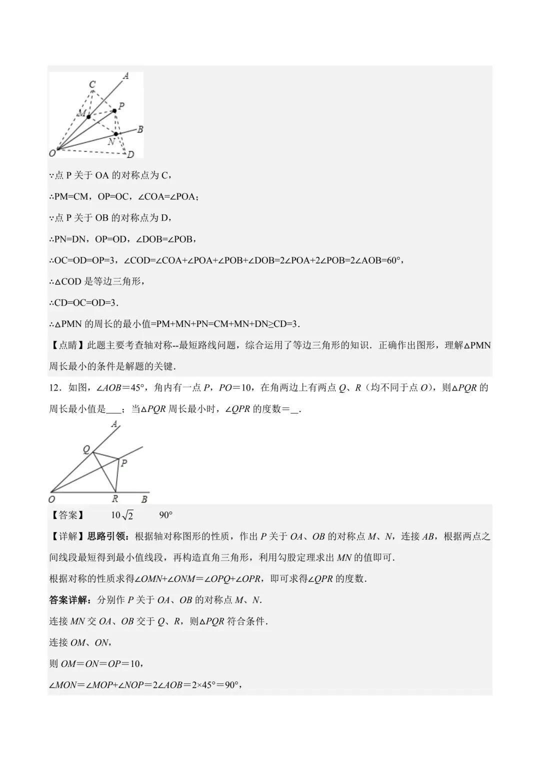 中考数学几何模型专练将军饮马 第22张