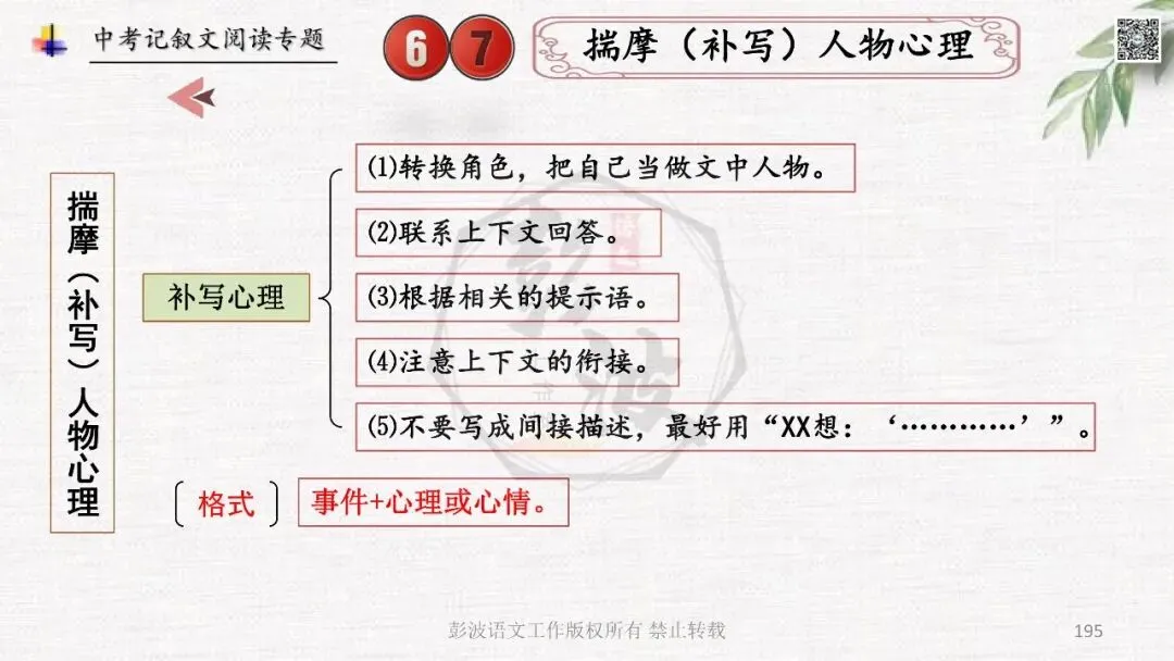 【中考专项复习课件】记叙文阅读-思维导图(全)帮助学生自主复习 第199张