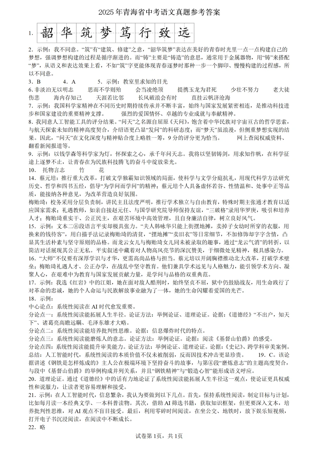 2025年青海省中考语文真题 第9张