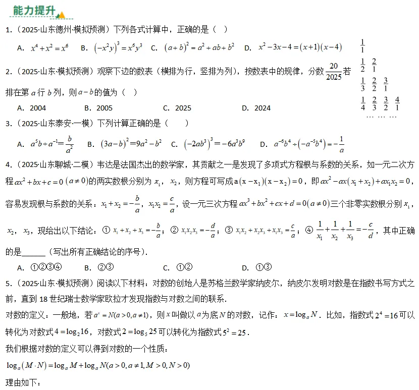 中考数学一轮复习——02整式与因式分解 第2张