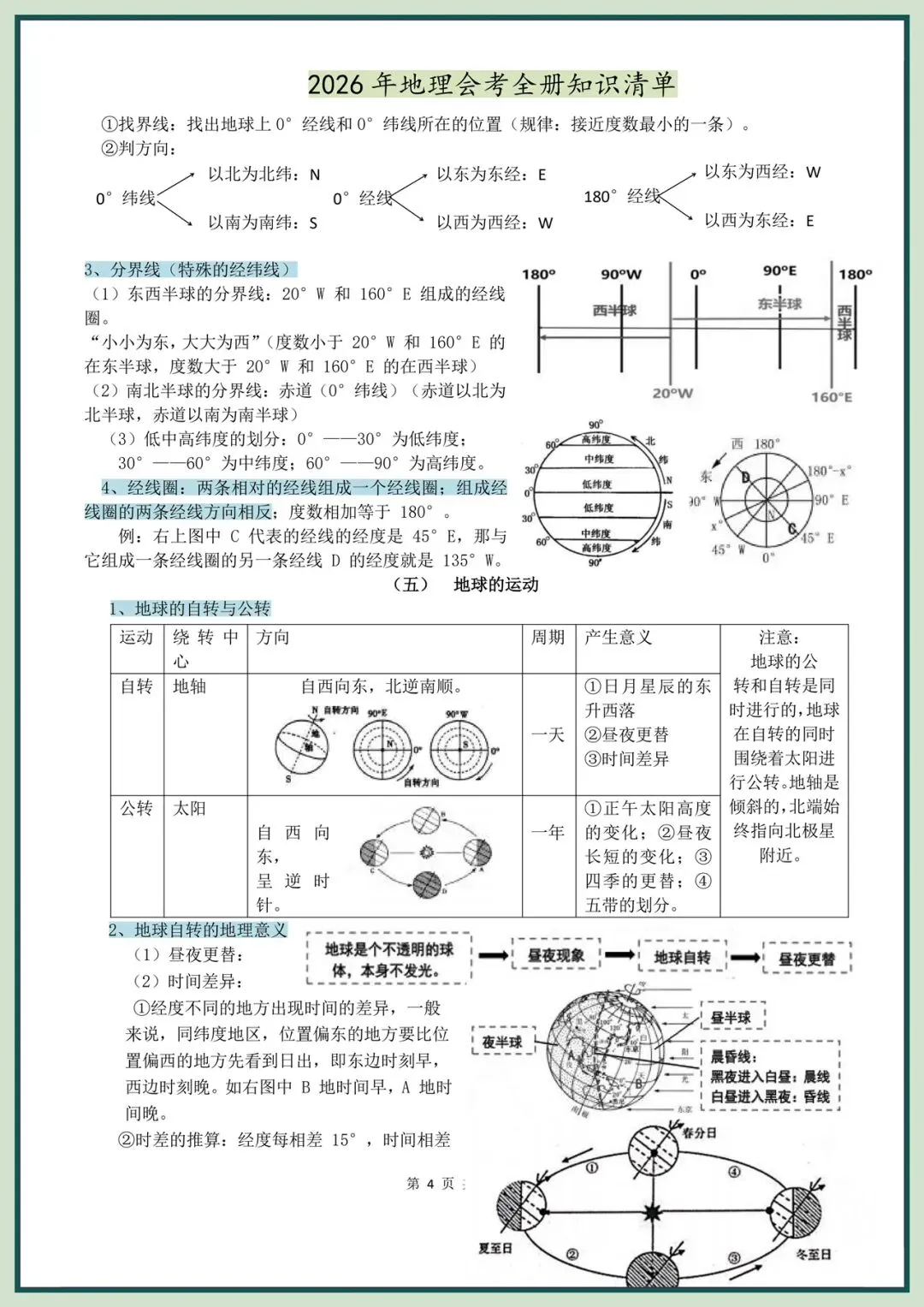备战中考|2026春新地理会考全册知识清单,电子版可打印! 第5张