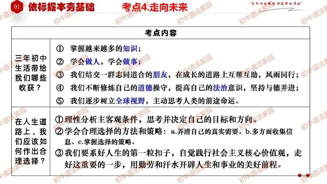 2026年中考道德与法治一轮复习高效培优 专题27 走向未来的少年(九下) 第14张