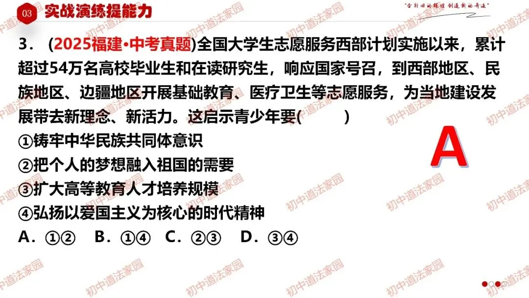 2026年中考道德与法治一轮复习高效培优 专题27 走向未来的少年(九下) 第30张