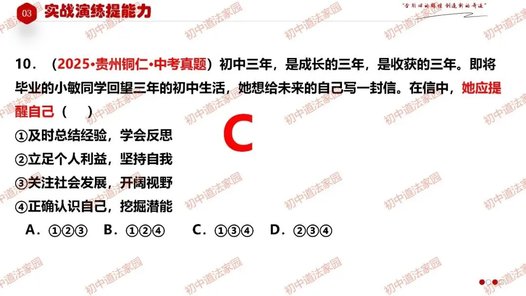 2026年中考道德与法治一轮复习高效培优 专题27 走向未来的少年(九下) 第38张