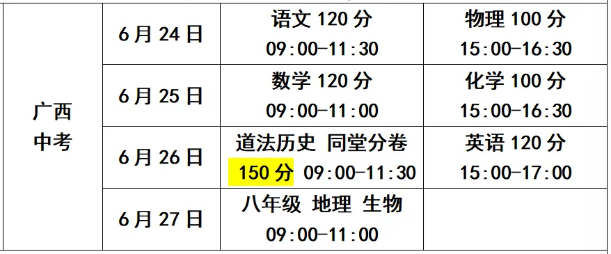 2026广西中考120天备考关键日程(详细版) 第3张