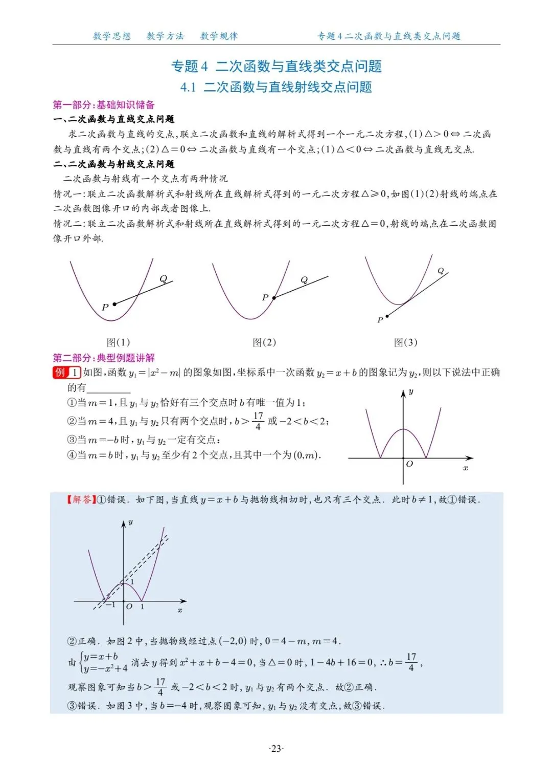 中考复习专题,二次函数与直线交点问题 第1张 中考复习专题,二次函数与直线交点问题 第1张