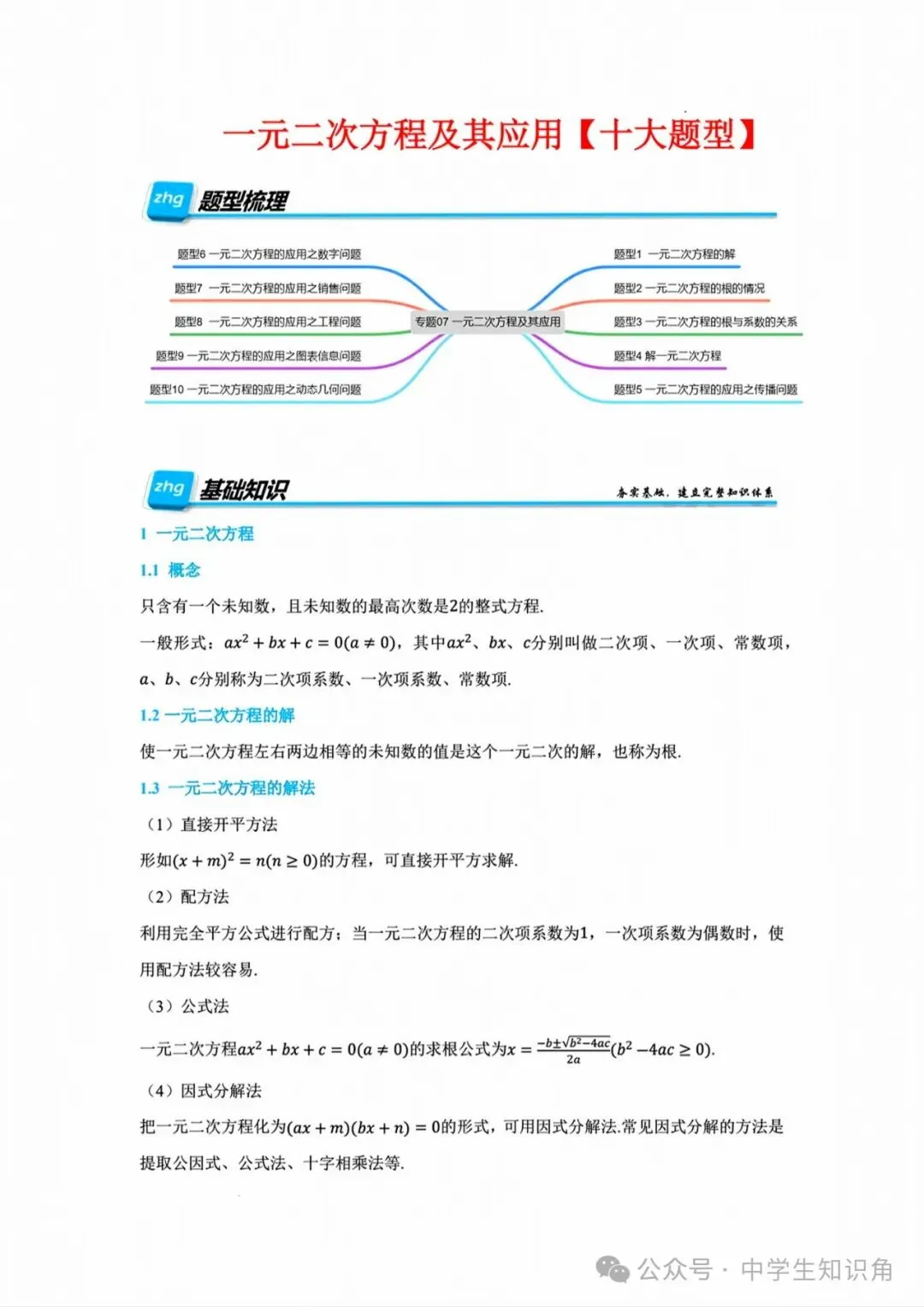2026年中考数学:一元二次方程及其应用【十大题型】(含答案)-第1张图片-四季读书网 2026年中考数学:一元二次方程及其应用【十大题型】(含答案)-第1张图片-四季读书网