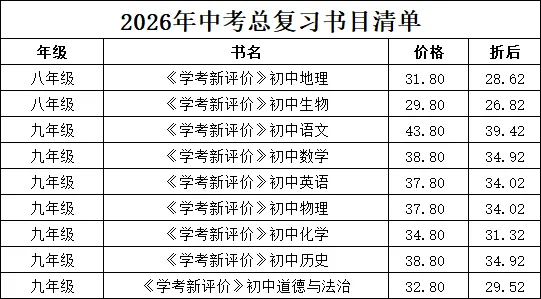 八、九年级中考总复习《学考新评价》到货啦!欢迎线上预订或到店选购! 第3张