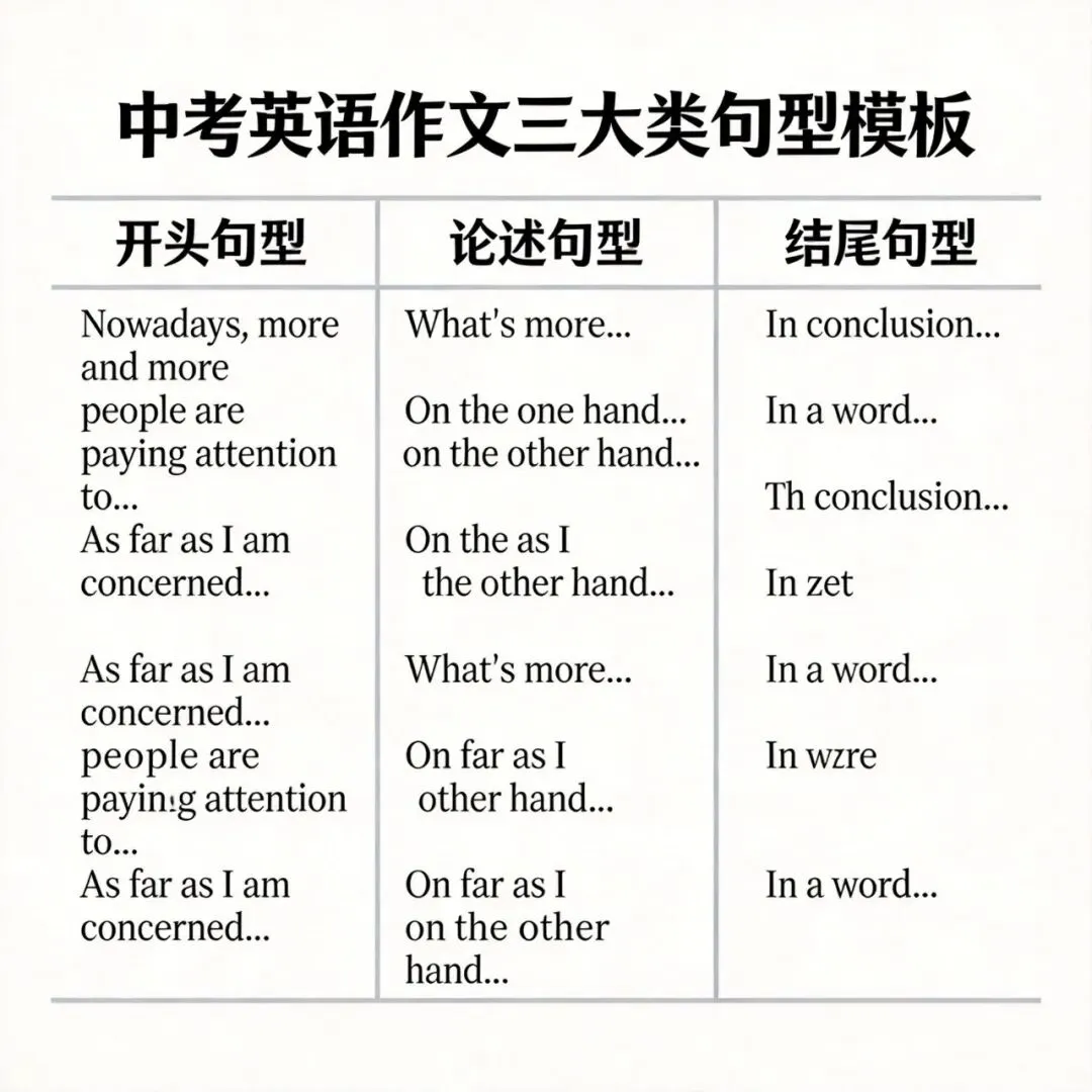 中考英语作文高分句型模板:家长必知的3类核心句式 第2张