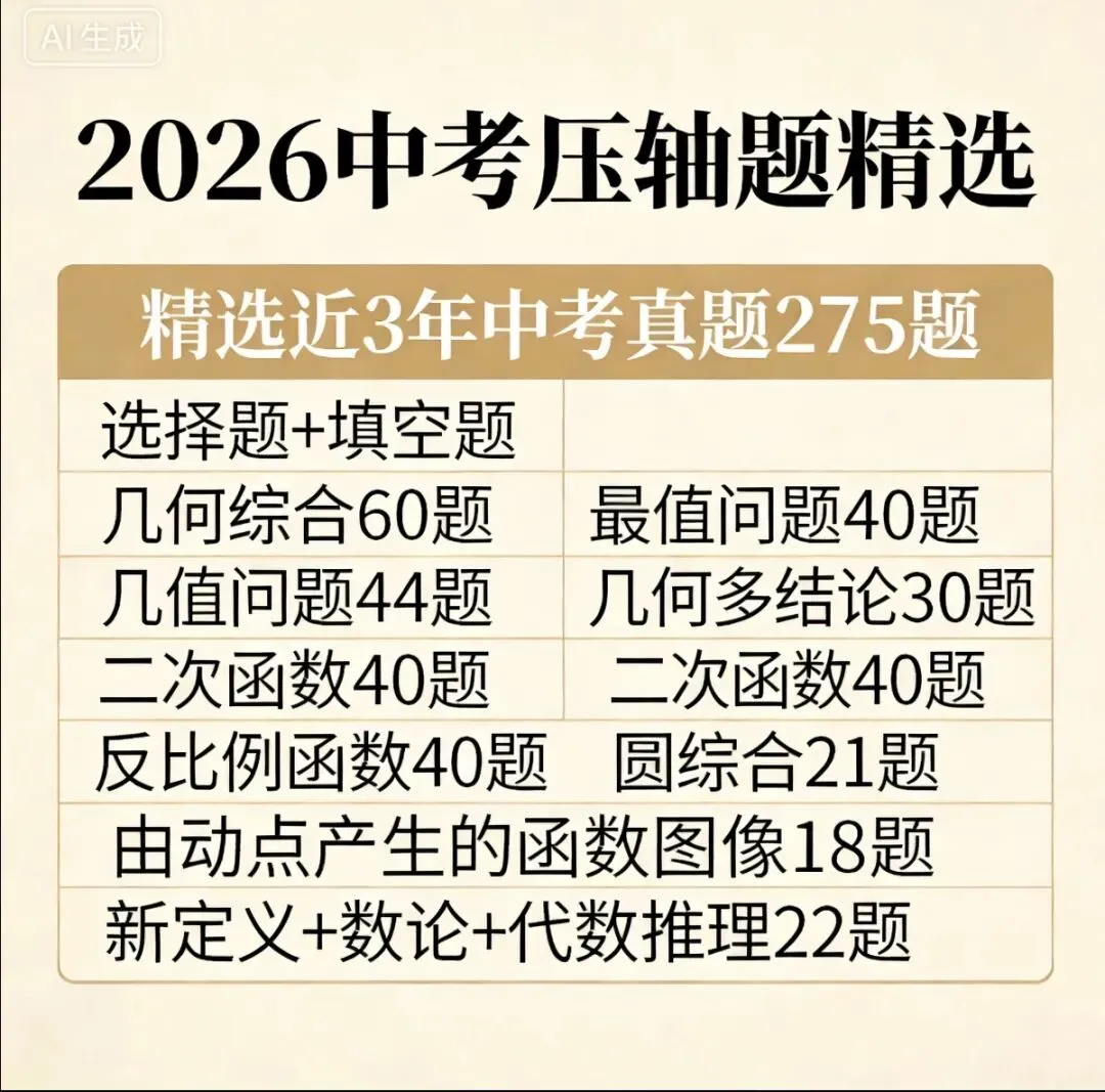 中考倒计时116天‖中考2026数学选择填空压轴题·第一周 第2张