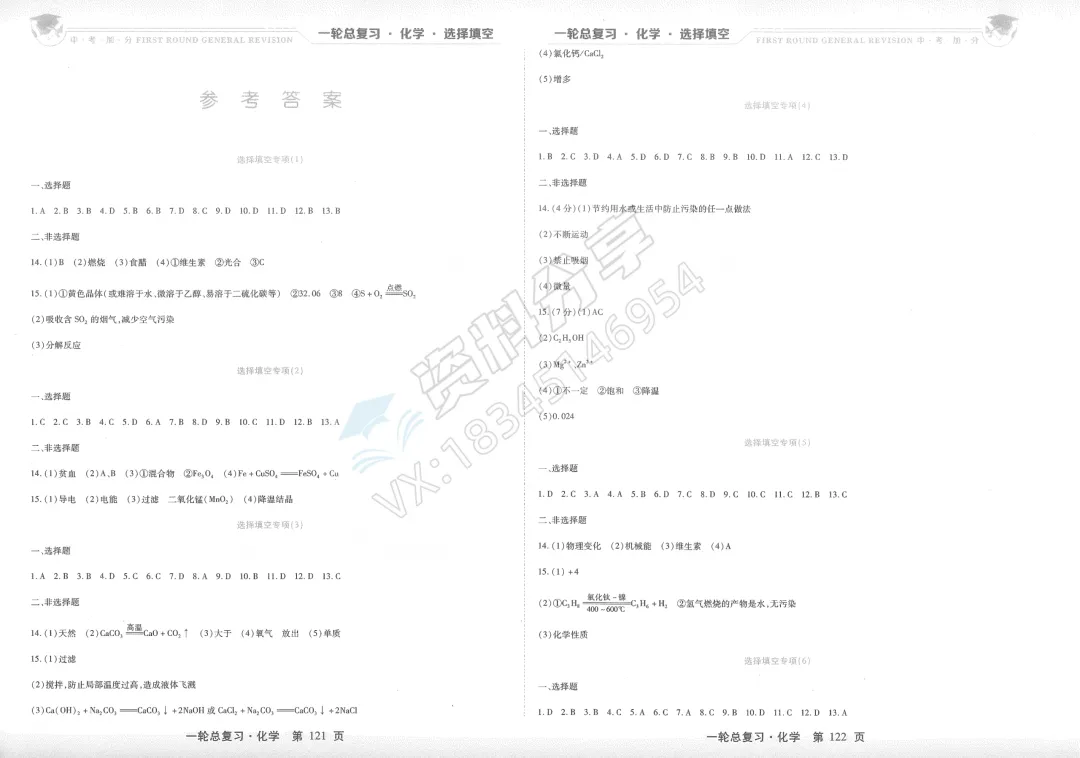 2026 中考加分 一轮总复习 化学 选择填空 第5张 2026 中考加分 一轮总复习 化学 选择填空 第5张