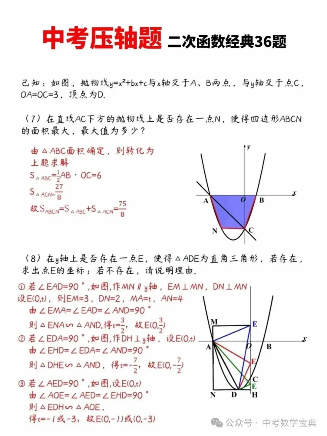 中考数学压轴题:二次函数经典36题,含答案! 第4张