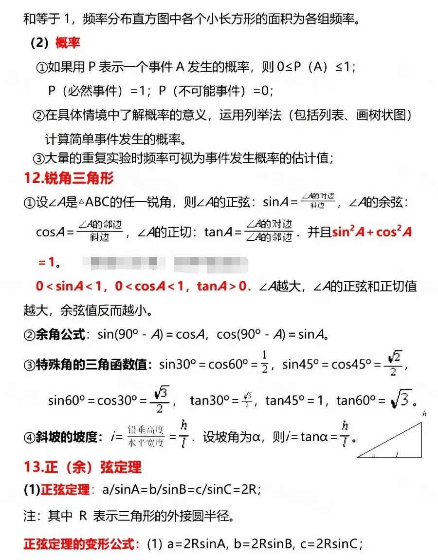 中考数学必考公式梳理 第10张