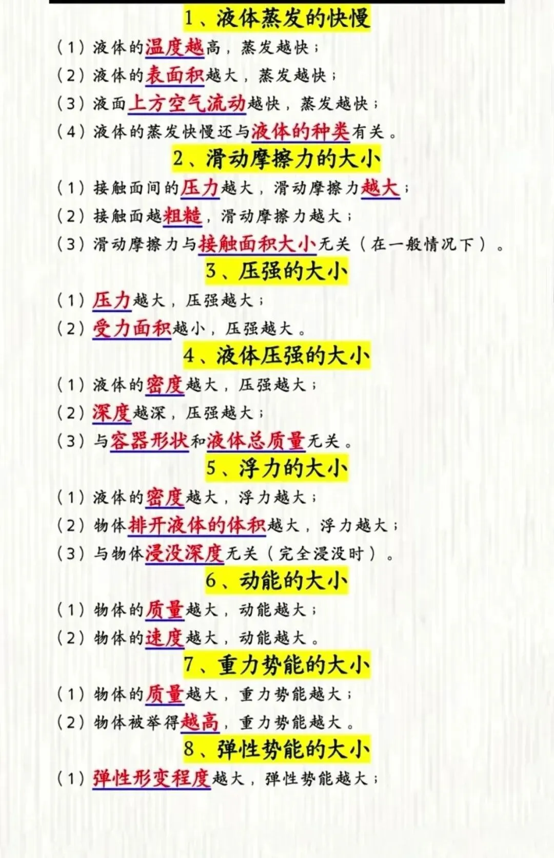 2026中考物理必背物理量及其影响因素16个 第1张