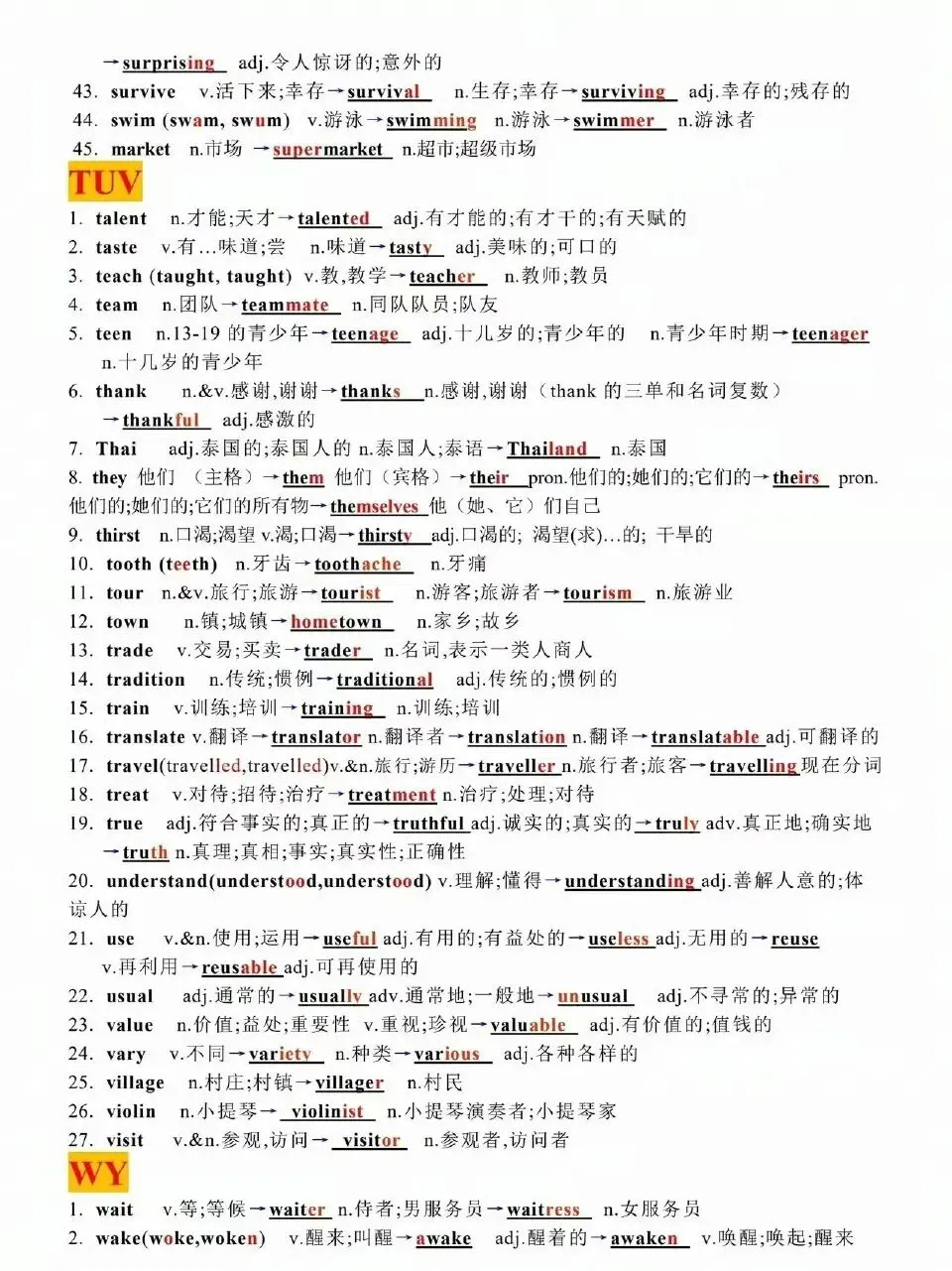 中考英语重点词汇转换 ! 第8张