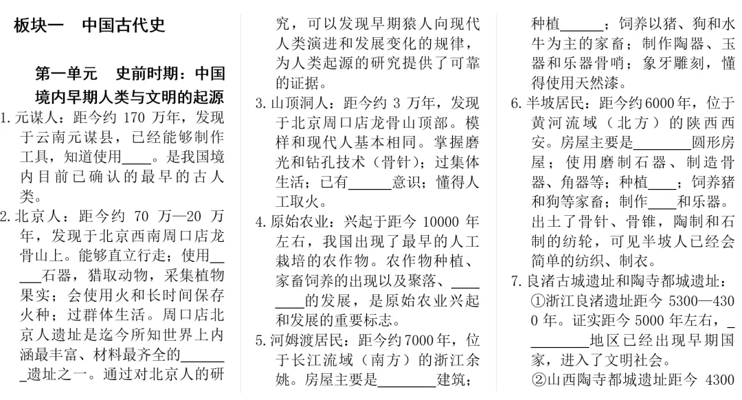 【中考历史】中考总复习-历史知识点背诵本 第1张