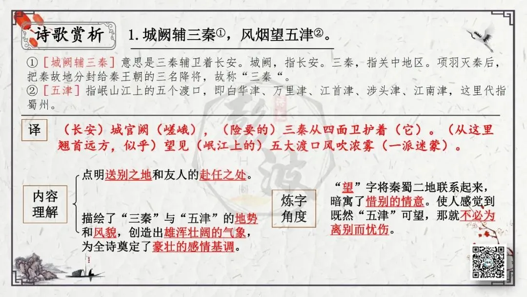【中考专项复习课件】诗词曲85篇-49《送杜少府之任蜀州》 第14张