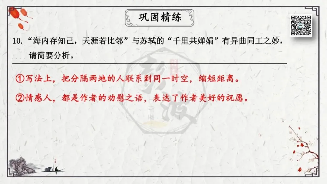 【中考专项复习课件】诗词曲85篇-49《送杜少府之任蜀州》 第28张