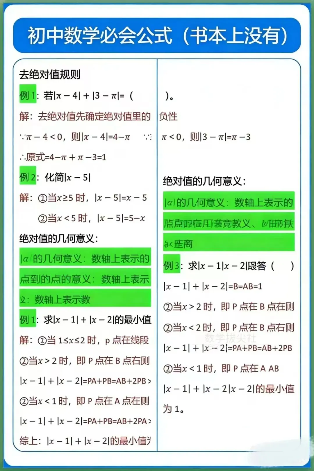 【初中数学】中考数学必背公式(书本上无),电子版可下载打印! 第5张