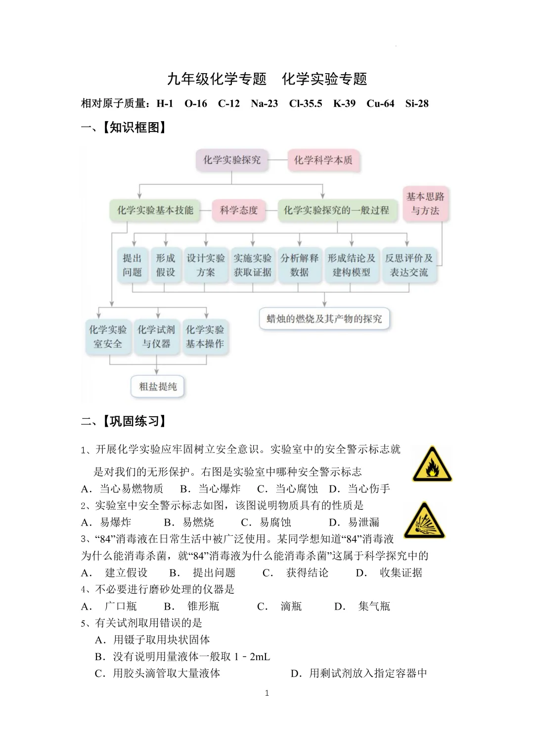 2026年中考化学实验复习专题(附答案) 第4张
