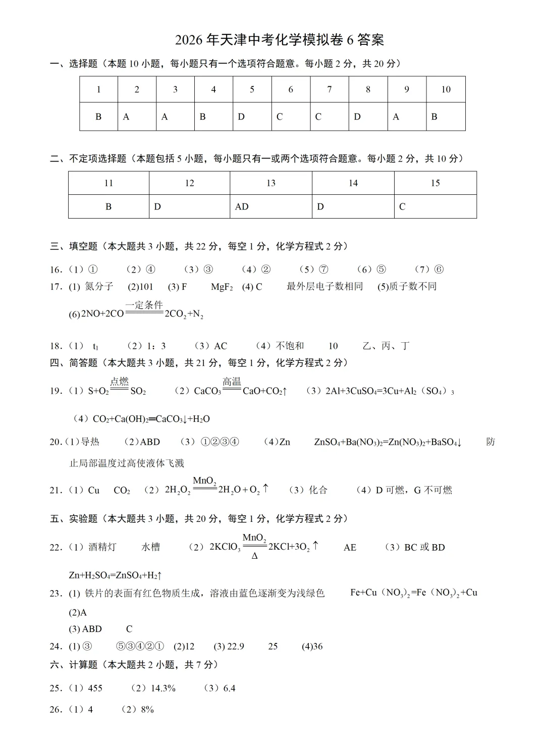2026年天津中考化学模拟题6 第3张 2026年天津中考化学模拟题6 第3张