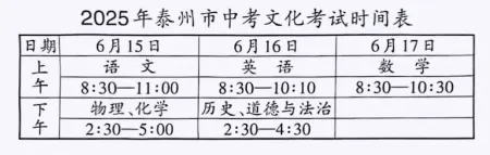 2026泰州中考全年大事汇总! 第2张