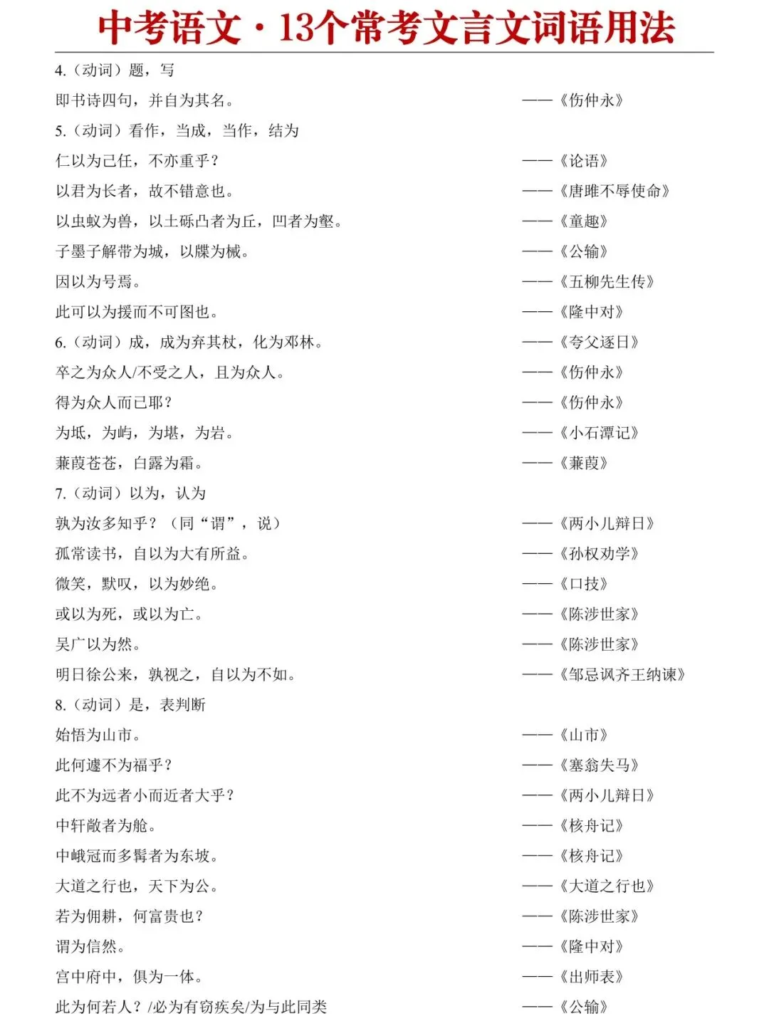 2026中考语文必背文言文简答题+重点常考21篇文言文汇总+13个常考文言文词语用法-第15张图片-四季读书网