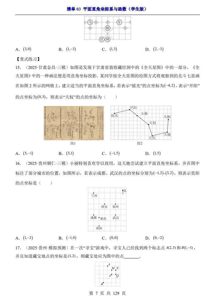 2026*中考初三数学一轮复习知识清单*清单03 平面直角坐标系与函数-第7张图片-四季读书网