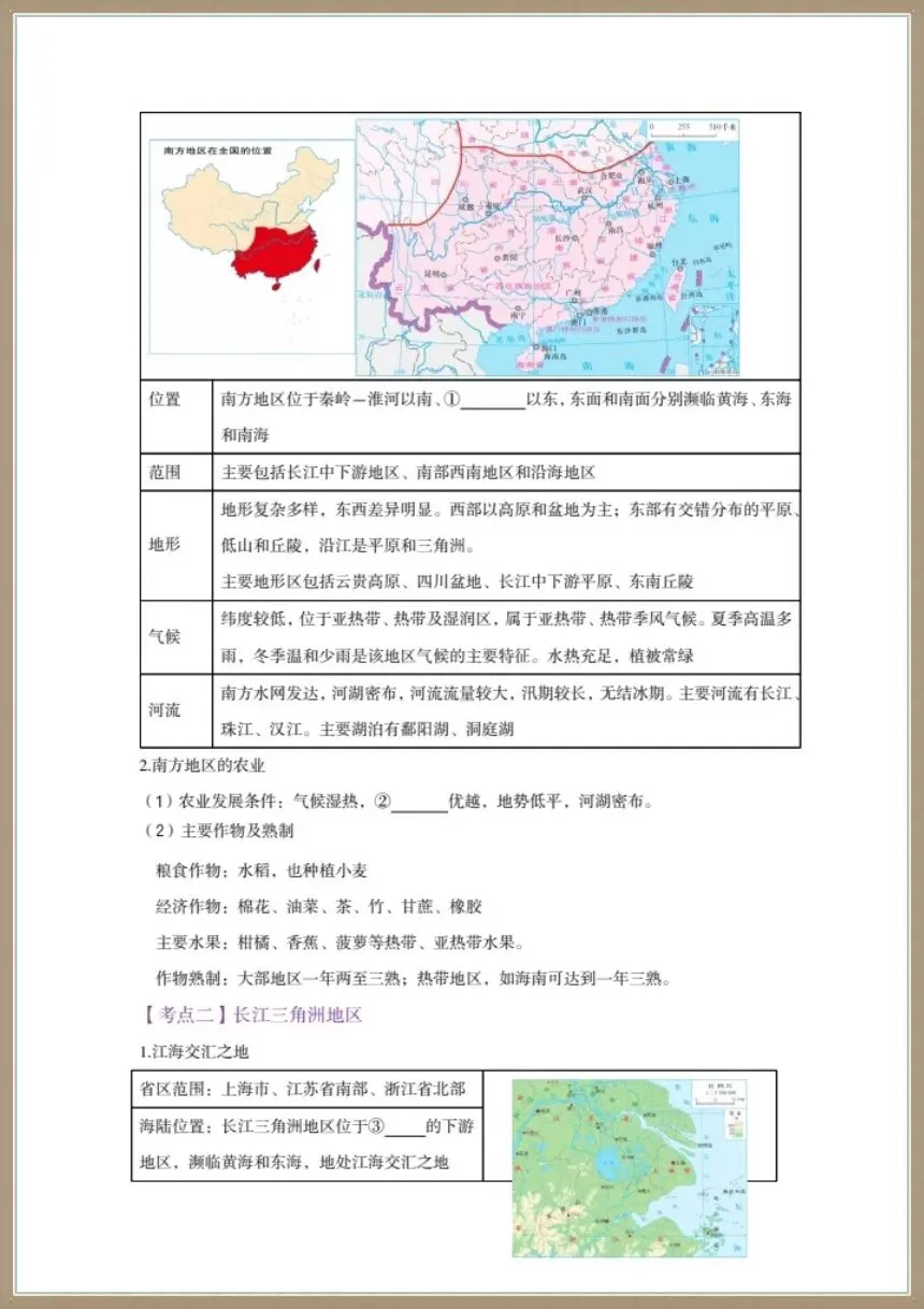地理会考|2026年八年级下册中考地理《认识中国专题一轮复习》电子版可打印下载!-第4张图片-四季读书网