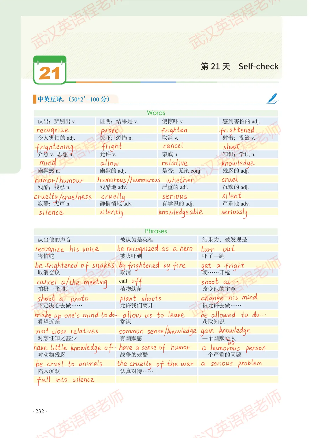 中考核心词汇第21天习题解析&测试答案 第9张