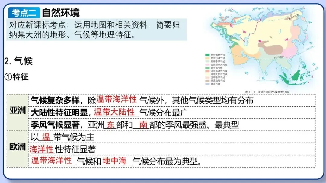 2026年中考地理复习专题八:认识大洲(湘教版)-第10张图片-四季读书网