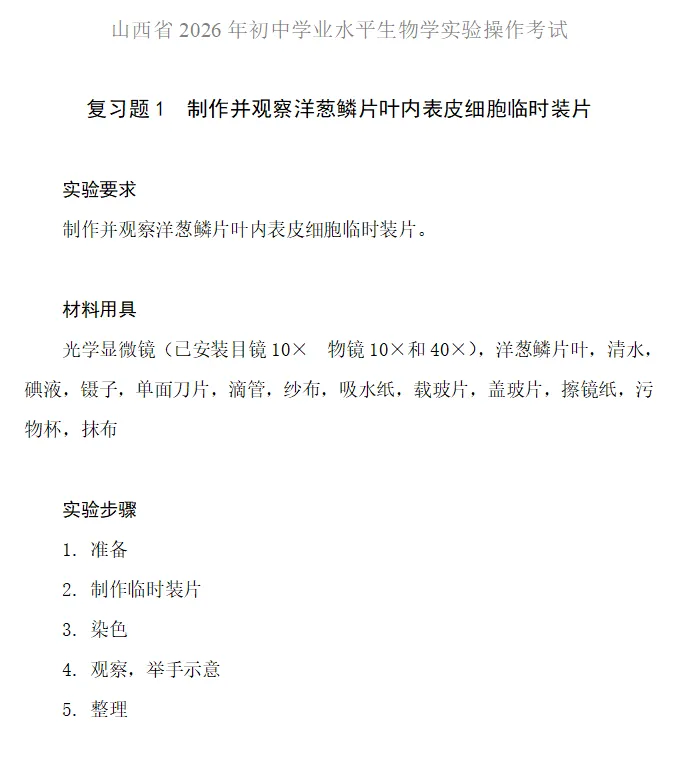 官方发布|2026年山西中考:信息科技+生物实验操作复习题发布-第2张图片-四季读书网 官方发布|2026年山西中考:信息科技+生物实验操作复习题发布-第2张图片-四季读书网
