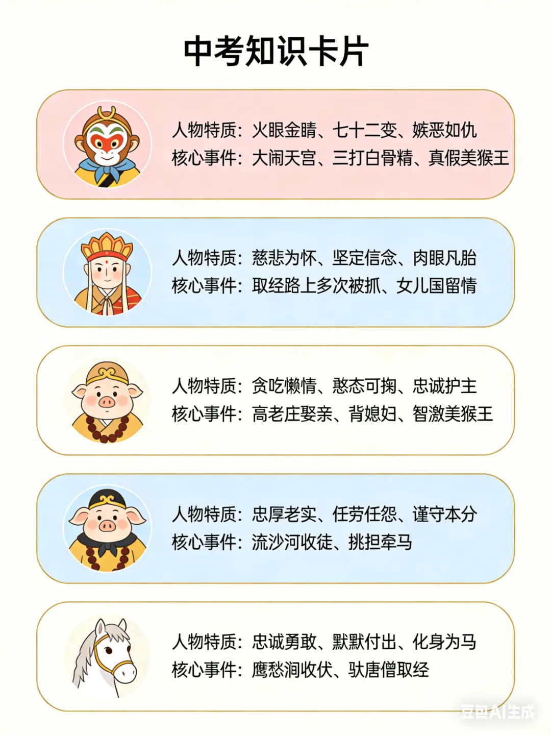 吃透《西游记》中考考点:从神魔传奇到成长真谛,一文拿下 102 考高频分|名著 第3张 吃透《西游记》中考考点:从神魔传奇到成长真谛,一文拿下 102 考高频分|名著 第3张