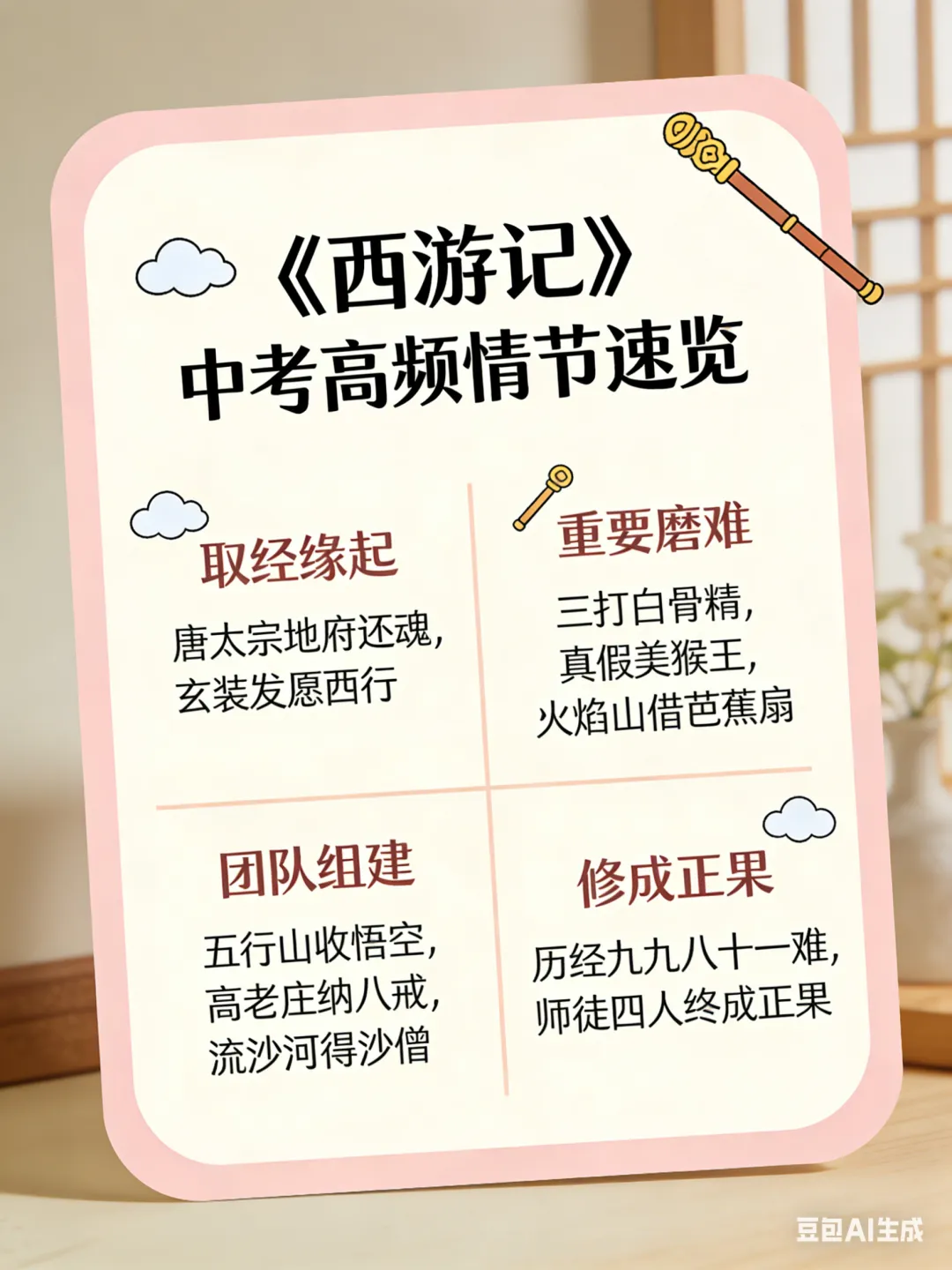 吃透《西游记》中考考点:从神魔传奇到成长真谛,一文拿下 102 考高频分|名著 第5张 吃透《西游记》中考考点:从神魔传奇到成长真谛,一文拿下 102 考高频分|名著 第5张