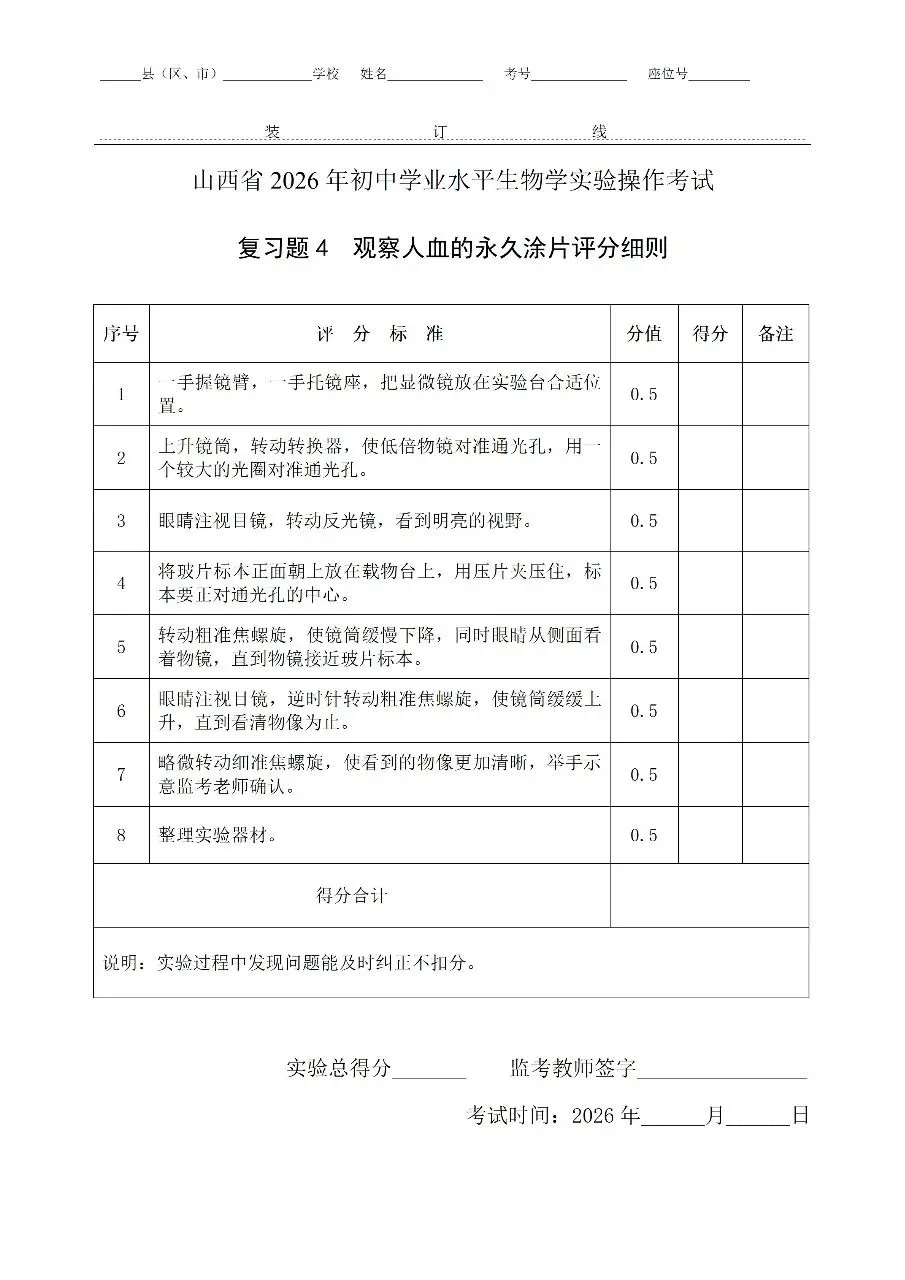 【备战中考】山西省招生考试管理中心关于公布2026年初中学业平考试信息科技和生物学实验操作科目复习题的通知 第10张