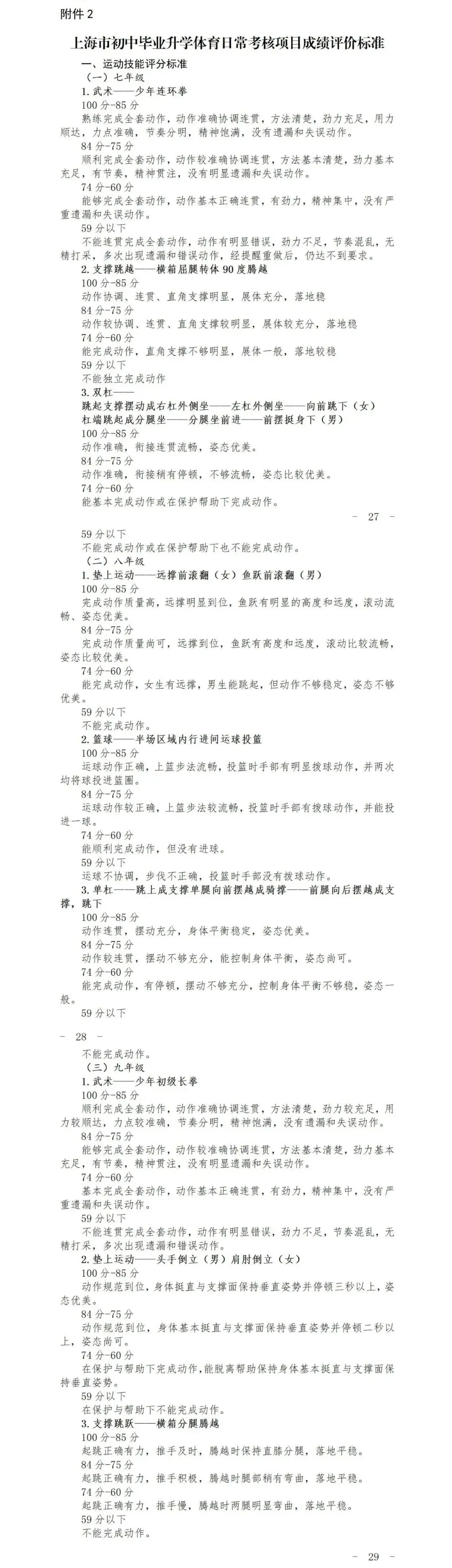 满分30分!2026年上海中考体育评分标准新鲜出炉!考试时间4月初开始,持续到5月10日... 第5张