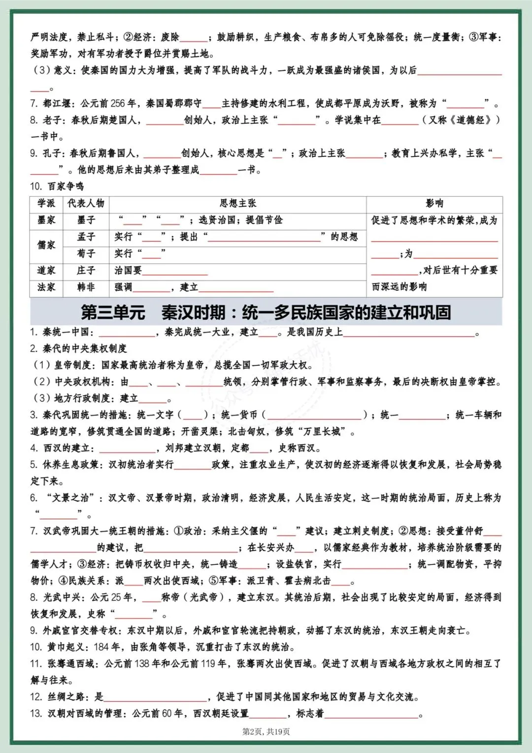 中考历史|2026年中考历史全六册高频点速记(背诵+默写)提分必备!必背!完整电子版可打印! 第10张